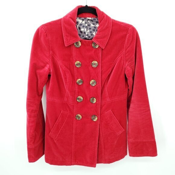 Boden Red Velvet Double Breasted Jacket/Coat US 2/UK 6 - Picture 1 of 16